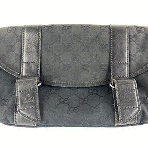 Gucci Black Monogram GG Waist Bag Fanny Pack Belt